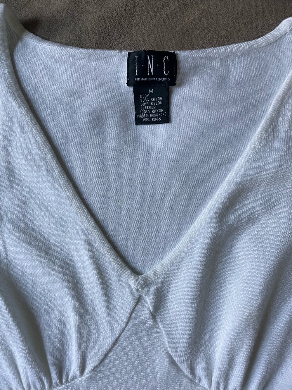 Vintage Y2K I.N.C. Romantic Flutter Sleeve Ruched Tie Back Babydoll Top - White - Picture 4 of 9